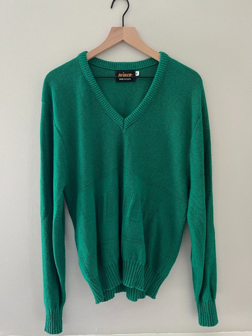 Prince Vintage V-Neck Tennis Sweater in Green